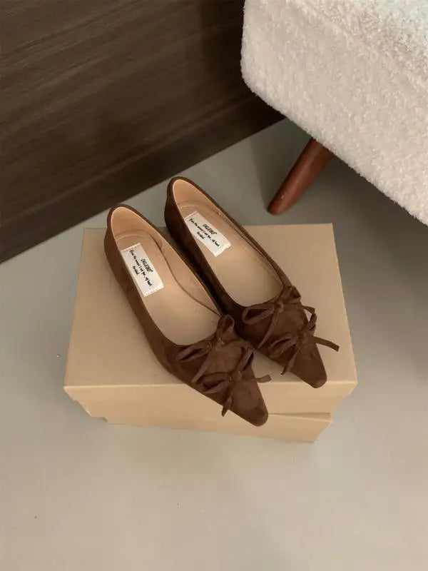 Shoes Autumn Bowknot Female Sneakers Allmatch Flats Shallow Mouth Pointed Toe Fall Boat Butterfly Comfortable Ret