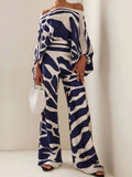 Abstract Waves Two-piece Set - Blue