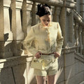Autumn French Highend Suit Socialite Sweet Short Coat Top High Waist Slim Shorts Set Commuter Two Piece Sets Outfits