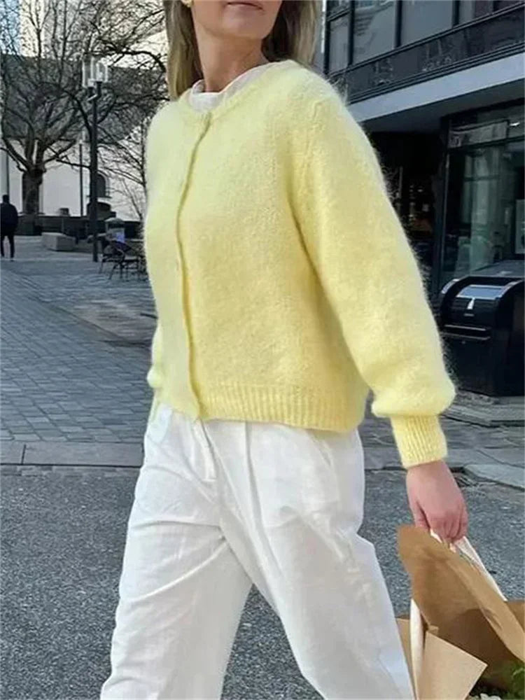 Loose Sweater Cardigan Coat for Long Sleeve Cropped Autumn Clothes Top Knitwear ’s Outwear
