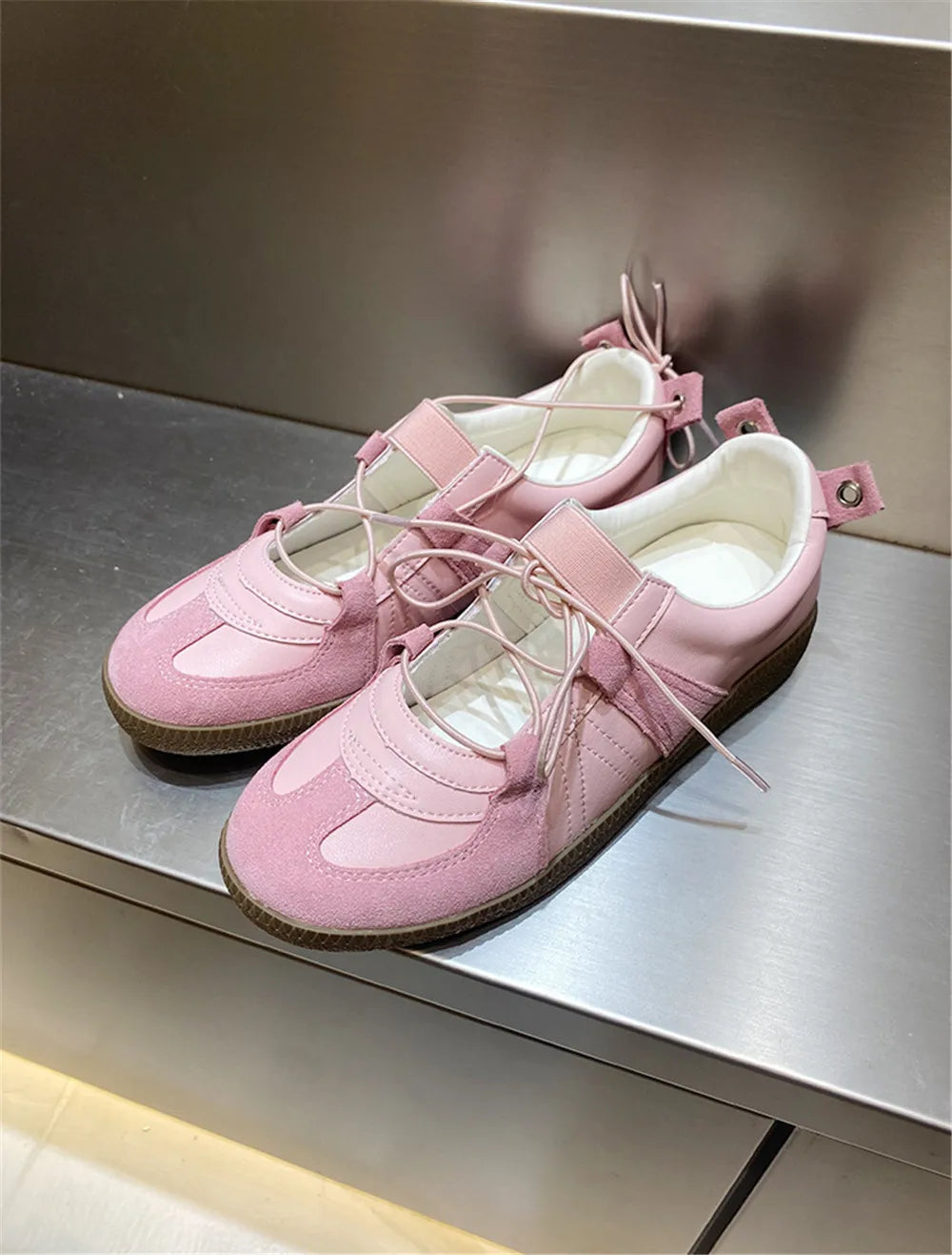 Genuine Leather Sneakers for Breathable Soft Round Toe Shoes Woman Sport Flats Sneakers