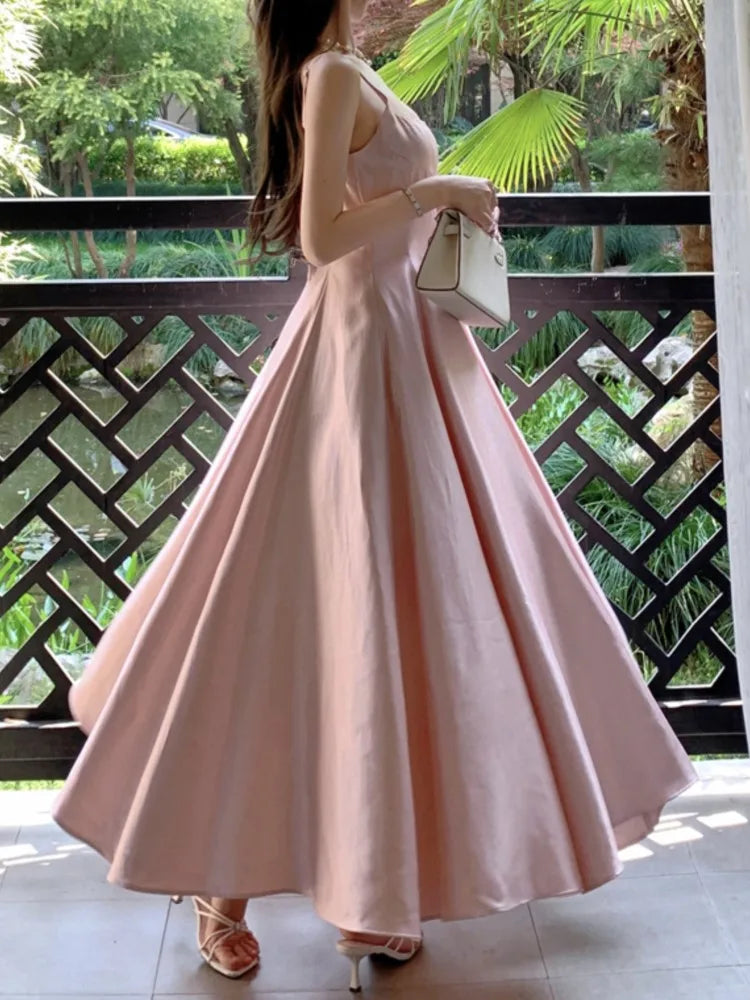 Summer Midi Dress Sleeveless Aline Party Birthday Clothes Female Prom Vestidos New