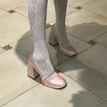 New Round Toe Mary Jane Shoes Retro Buckle High Heels Dress Shoes Party Thick Soled Pumps Zapatos De Mujer