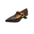 New Autumn/spring Pumps Split Leather Shoes for Pointed Toe Kitten Heel Shoes Soft Retro Buckle Mary Jane Shoe