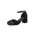 New Summer Sandals Cotton Fabric Shoes for Cover Toe Chunky Shoes Round Toe Cover Heel Sandals Splicing Chain Shoes