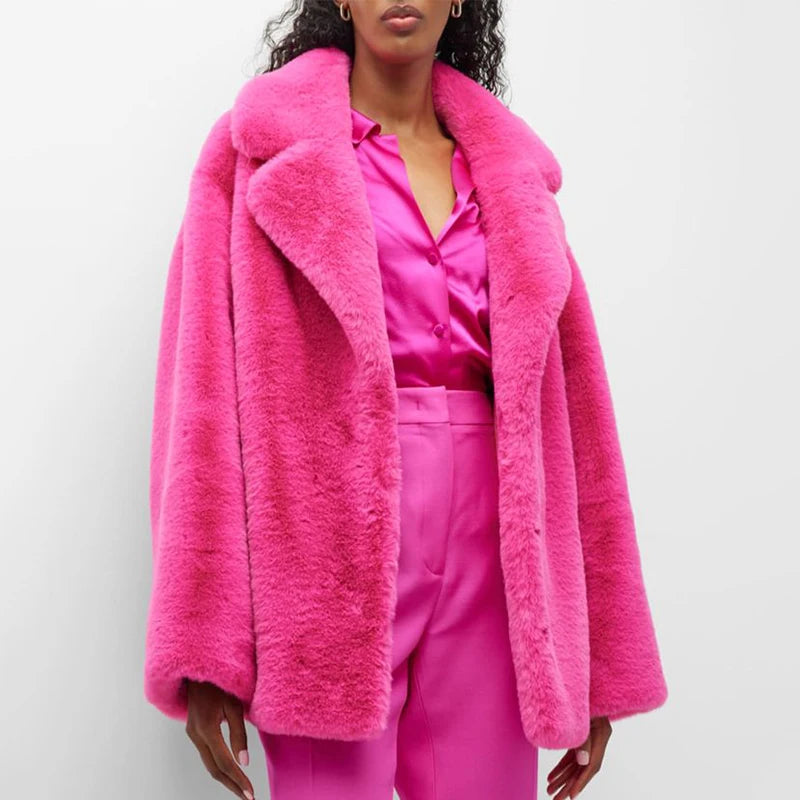 Ins Brand Long Faux Rabbit Fur Coat Jacket Winter Oversized Shaggy Plush Fur Coats Street Overcoat