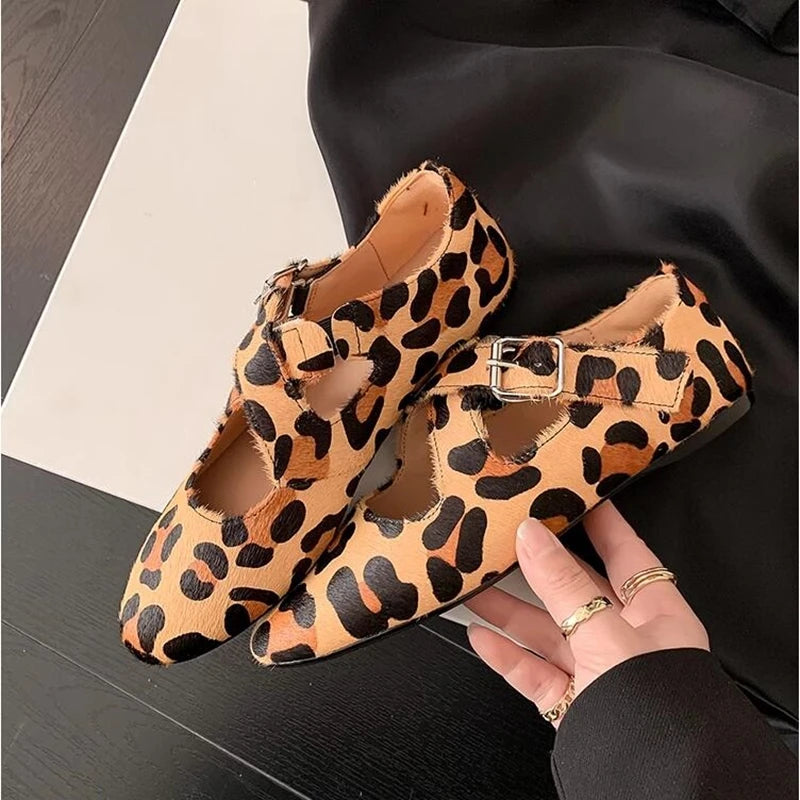 Ballet Shoes New Spring Flats Shoes Cross Large Size Genuine Leather Mary Jane Shoes