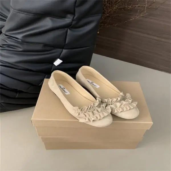 Shoes Woman Flats Shallow Mouth Allmatch Modis Female Sneakers Round Toe Dress New Comfortable Rubber Flock F