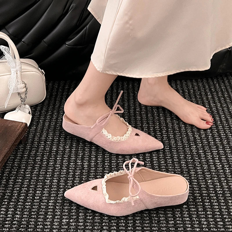 Designer Summer Pointed Toe Mules Slippers Dress Street Style Slip on Shoes