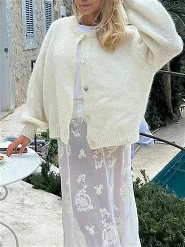 Loose Sweater Cardigan Coat for Long Sleeve Cropped Autumn Clothes Top Knitwear ’s Outwear