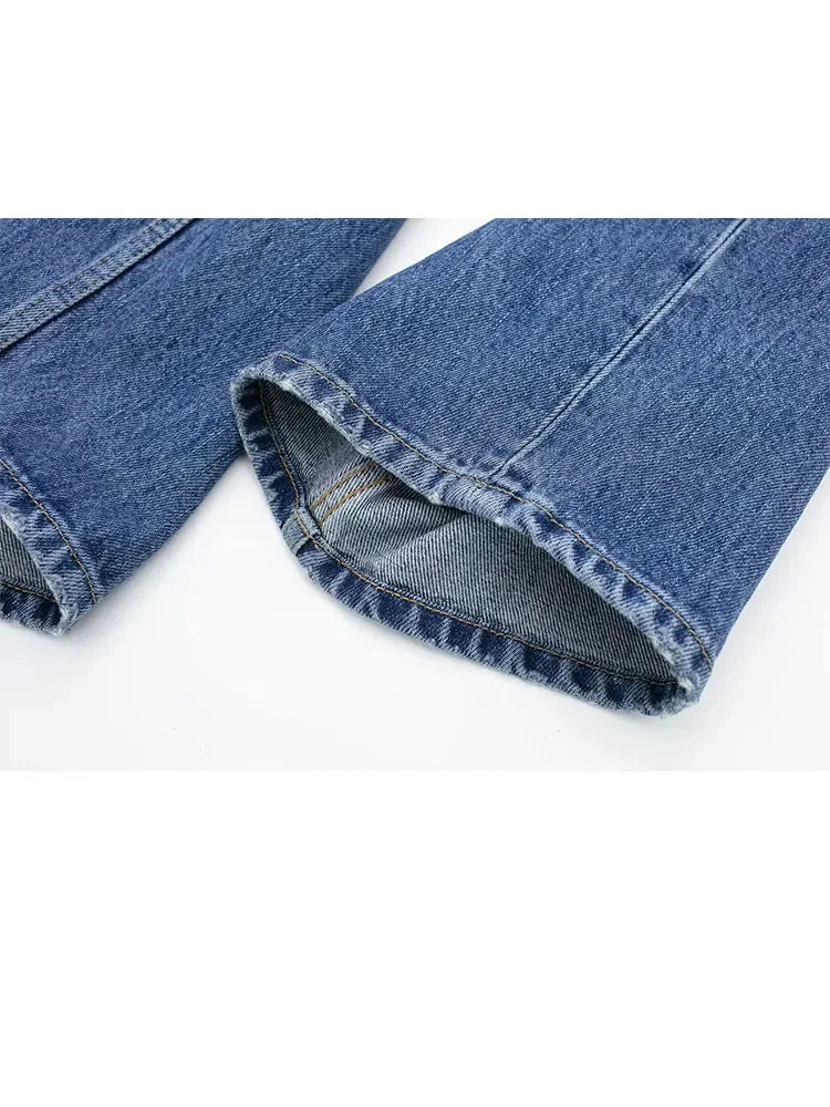 Spring Trousers for Denim Trend Tight Zipper Fly Long Pants Female With Pockets Woman's Straight Leg Jeans