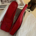 Brand Designer Mule Pumps Slippers Bow Square Toe Party Dress Shoes Red High Heels Sandals