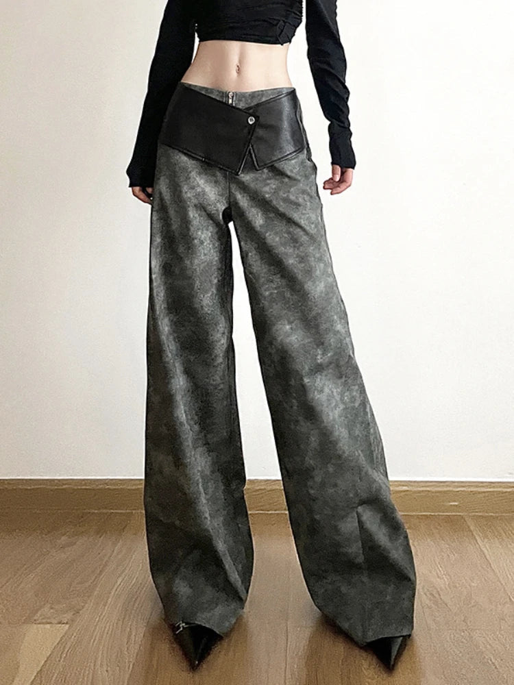 Classic Allmatch Cool Youth Vitality Patchwork Genderfree Wide Leg Pants Trousers