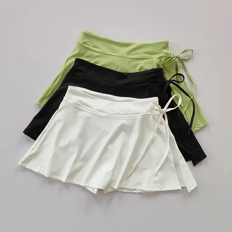 Summer ’s Skirts Mini Elastic Pleated Sun Skirts for School Girl Uniform Korean Black High Waist Tennis Skirts