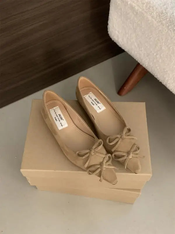 Shoes Autumn Bowknot Female Sneakers Allmatch Flats Shallow Mouth Pointed Toe Fall Boat Butterfly Comfortable Ret