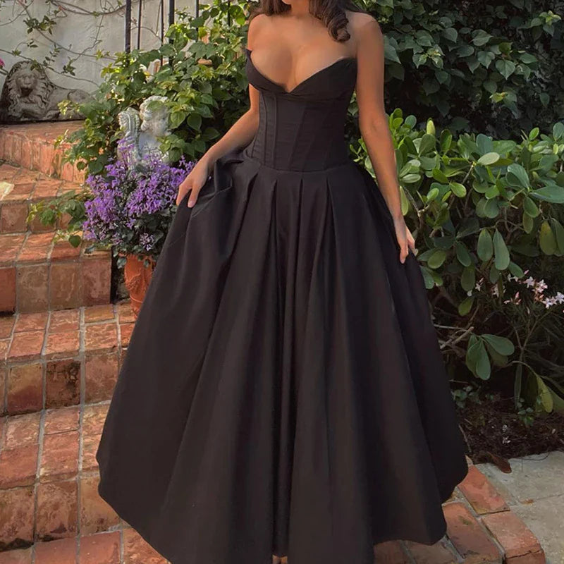 Multi Color Slim Long Dresses V Neck Wrap Chest Waist Party Dress Hollow Off Shoulder Pleated Dress