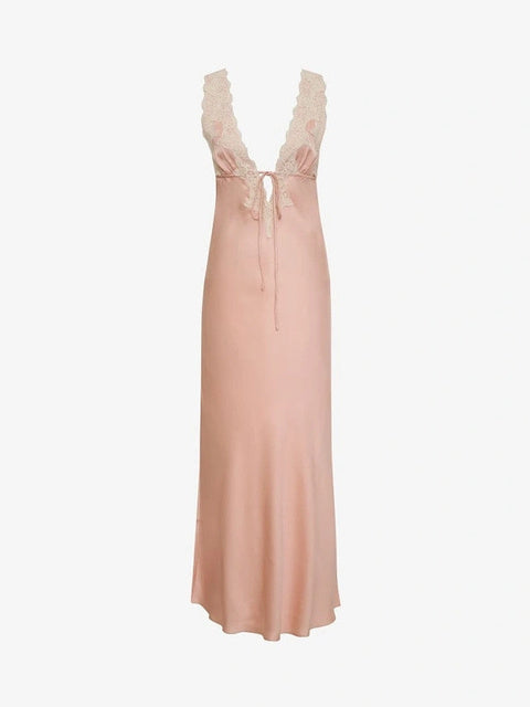 Lace Camisole Open Back Dress for Satin Lace Up Bodycon Long Dress Female Party Club Evening Dress