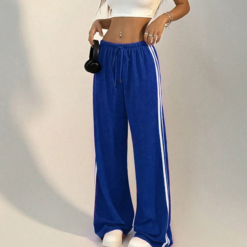 New Striped Pants Summer Basic Straight Slim Trousers Female Simple Versatile Pants