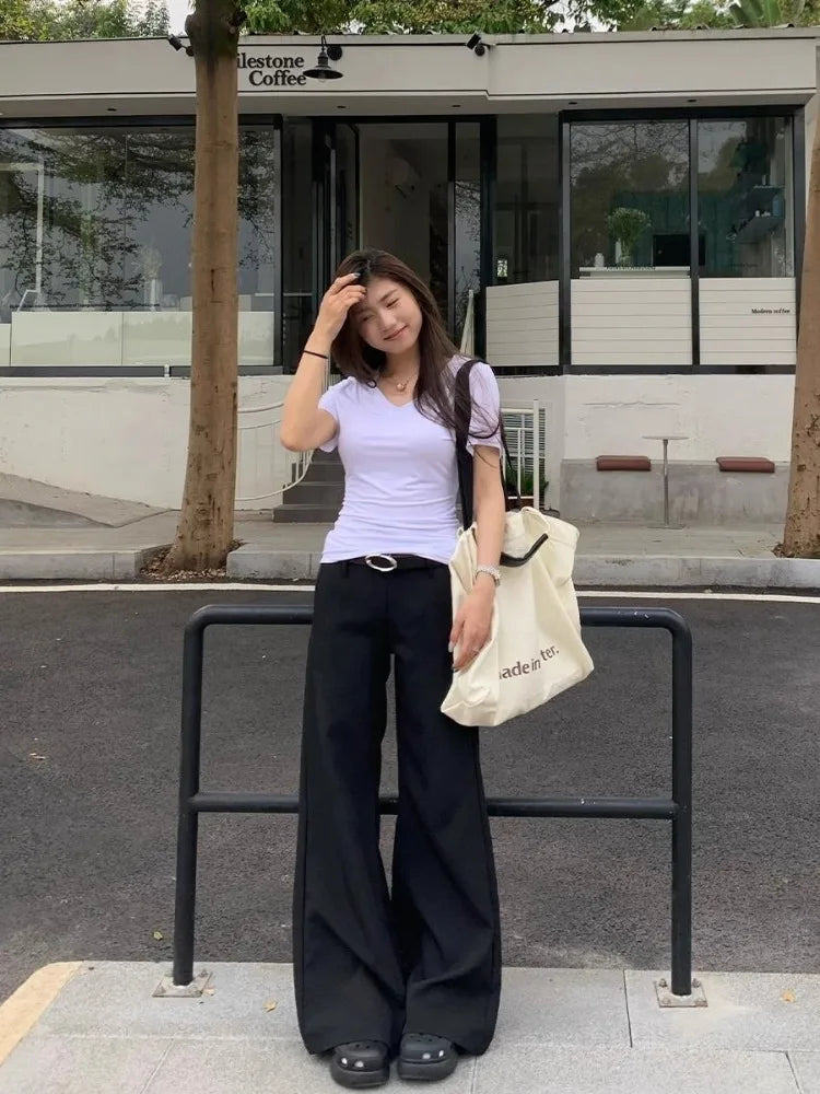 Y2k Wide Leg Pants American Retro Female Grunge Loose Trousers Summer