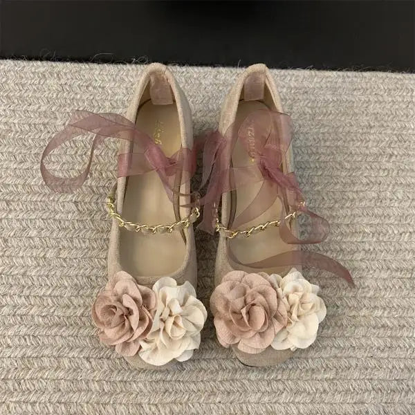 Shoes Woman Flats Modis Dress Summer on Heels New Spring Mary Janes Flower Summer Shoes Heels