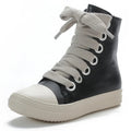 New Sneakers Hightop Flat Sport Shoes With Thick Lace Up European and American Style Couple Shoes