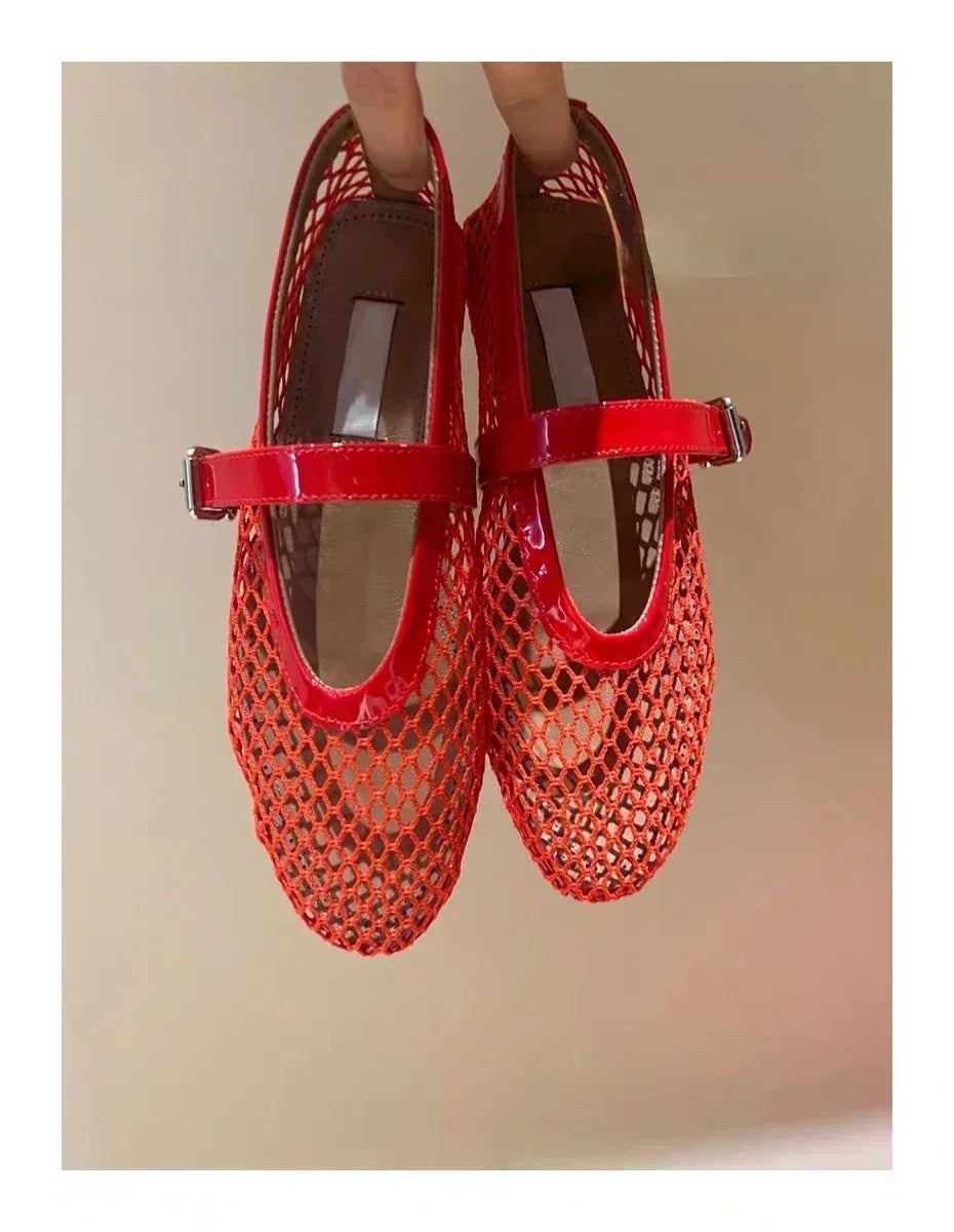 Summer Comfort Flat Mary Jane Single Shoes European and American Rivet Buckle Shoes Dance Shoes