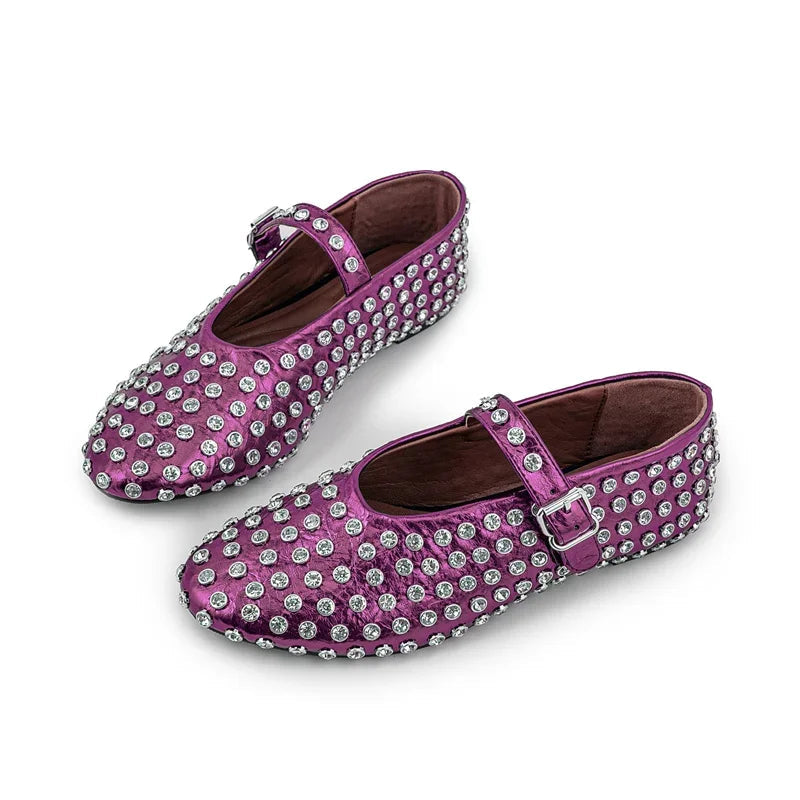 Summer Comfort Flat Mary Jane Single Shoes European and American Rivet Buckle Shoes Dance Shoes