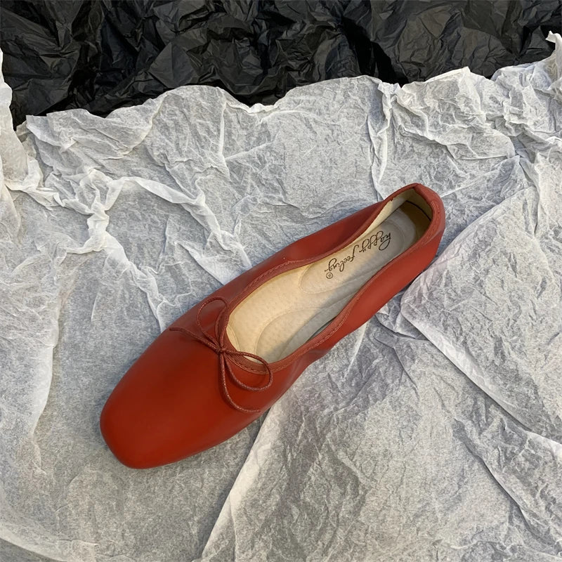 Spring Flats Ballerina Shoes Brand Square Toe Flat Ballet Shoe Female Slip on Loafers Zapato