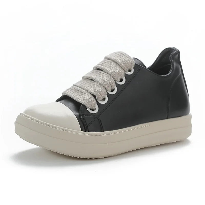 New Sneakers Hightop Flat Sport Shoes With Thick Lace Up European and American Style Couple Shoes
