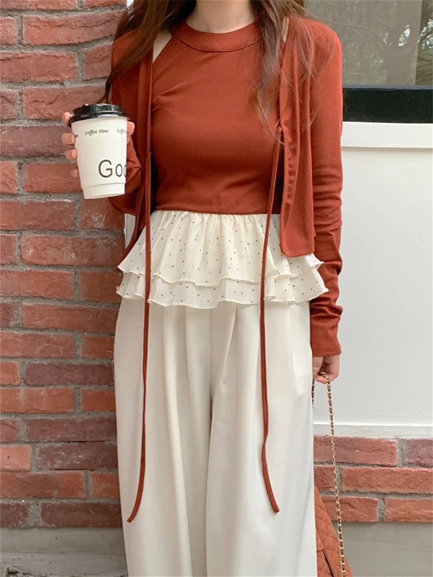 Retro High Street Coats Slimfit New With Halter Tank Tops Autumn Daily Office Lady Gentle