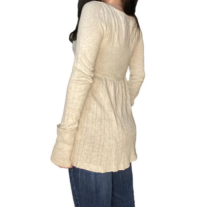 2000s Long Sleeve Babydoll Knitted Sweater Tops Cottage Milkmaid Pullovers Aesthetic Grunge Y2k Knitwear T-shirts