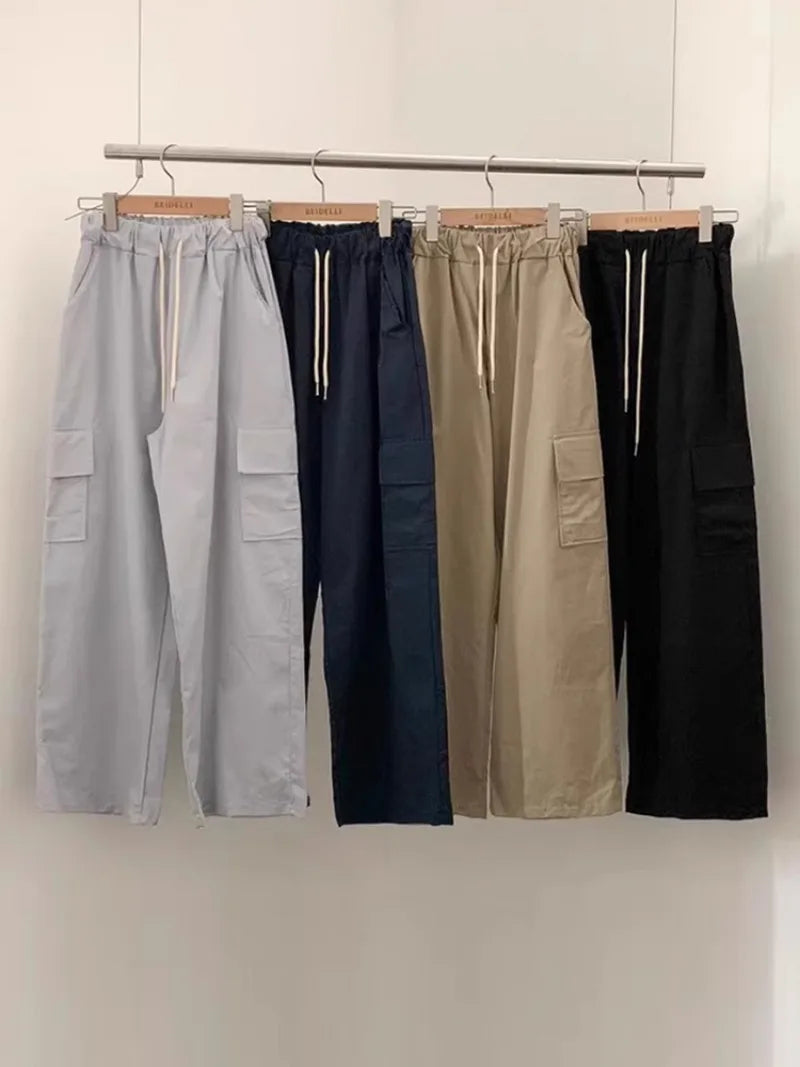 Korean Spring New French Age Reduced Elastic Waist Drawstring Large Pocket Versatile Loose Pants