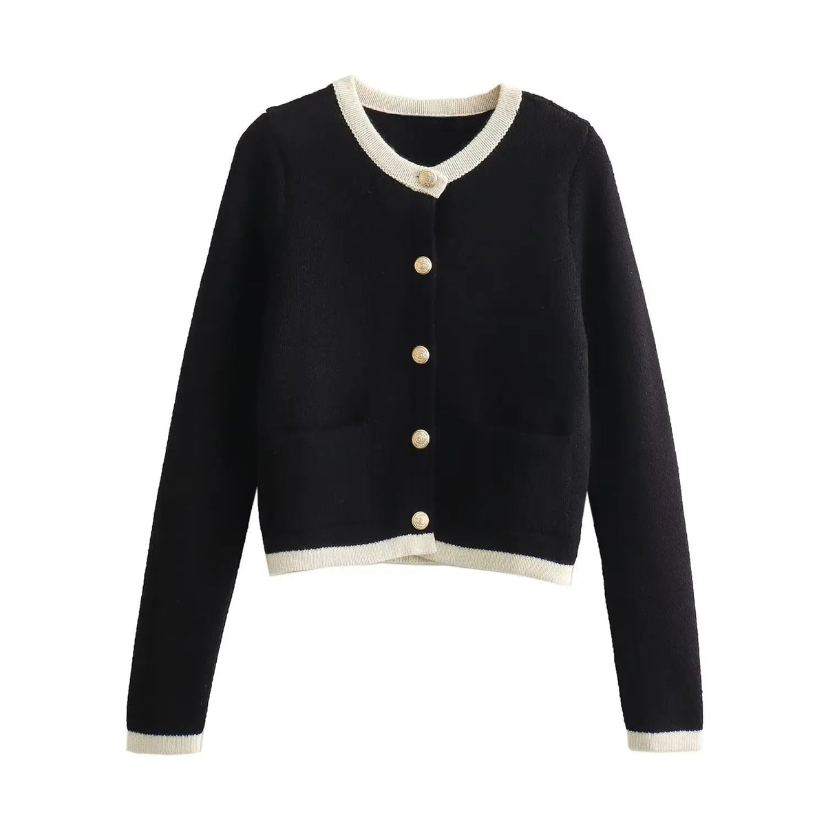 Patchwork Slim Sweater Cardigan for Woman Oneck Long Sleeve Single Breasted Sweaters Coat Allmatch Jumper
