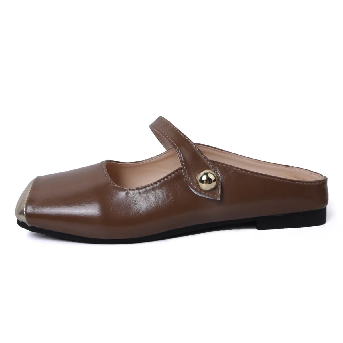 New Leather Low Heel Slipon Muller Shoes Soft Sole Shoes Outdoor Walking Woman Single Shoes