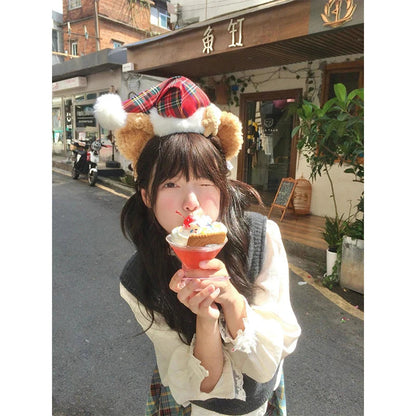 Kawaii Cartoon Bear Sweater Vest Japanese Print Knitted Pullovers Waistcoat Aesthetic Knitwear Korean Sleeveless Jumpers