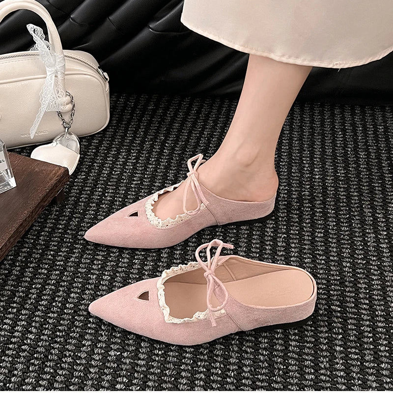 Designer Summer Pointed Toe Mules Slippers Dress Street Style Slip on Shoes
