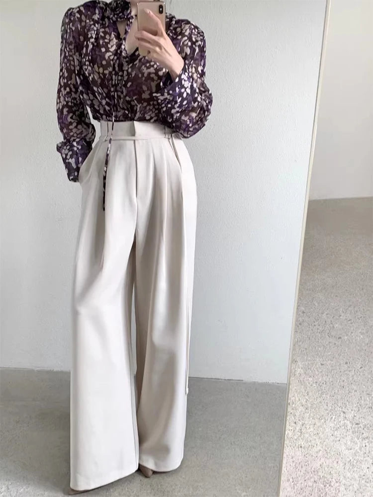 Drop Feeling Wide Leg Suit Pants Spring New High Waist Slimming Versatile Straight Leg Long Trousers