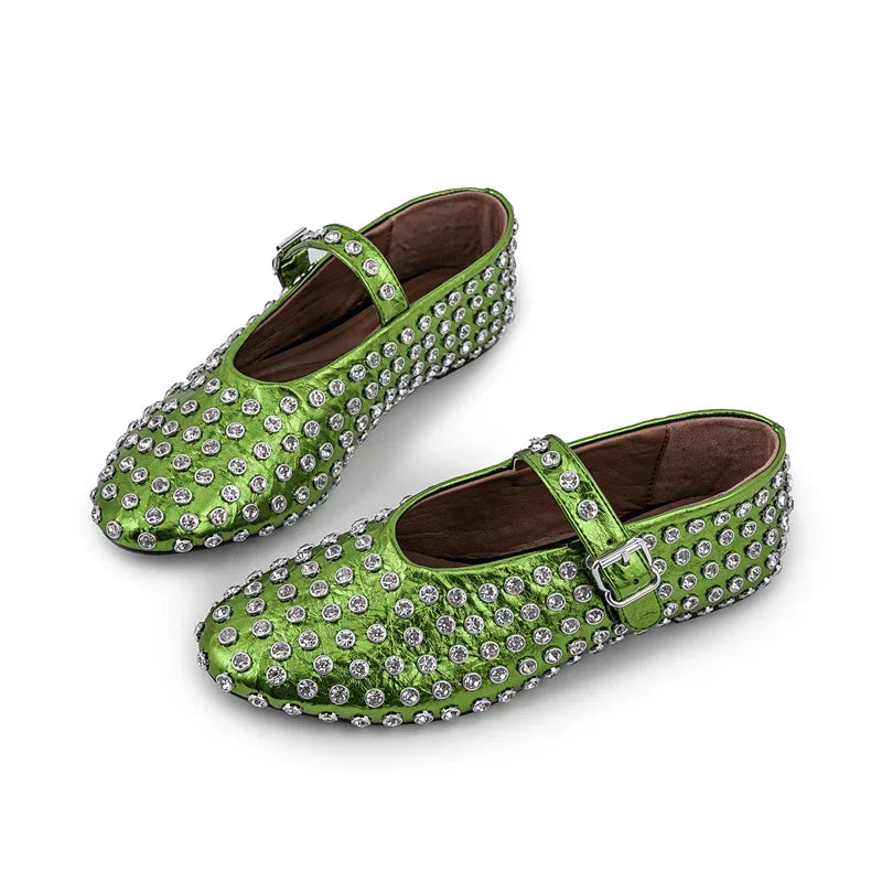 Summer Comfort Flat Mary Jane Single Shoes European and American Rivet Buckle Shoes Dance Shoes