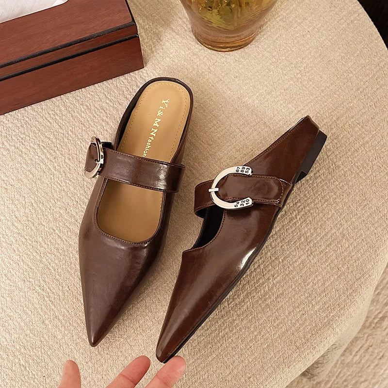 New French Style Low Heel Square Mary Jane Shoes Shoes Slippers Retro Fashionable Small Leather Shoes