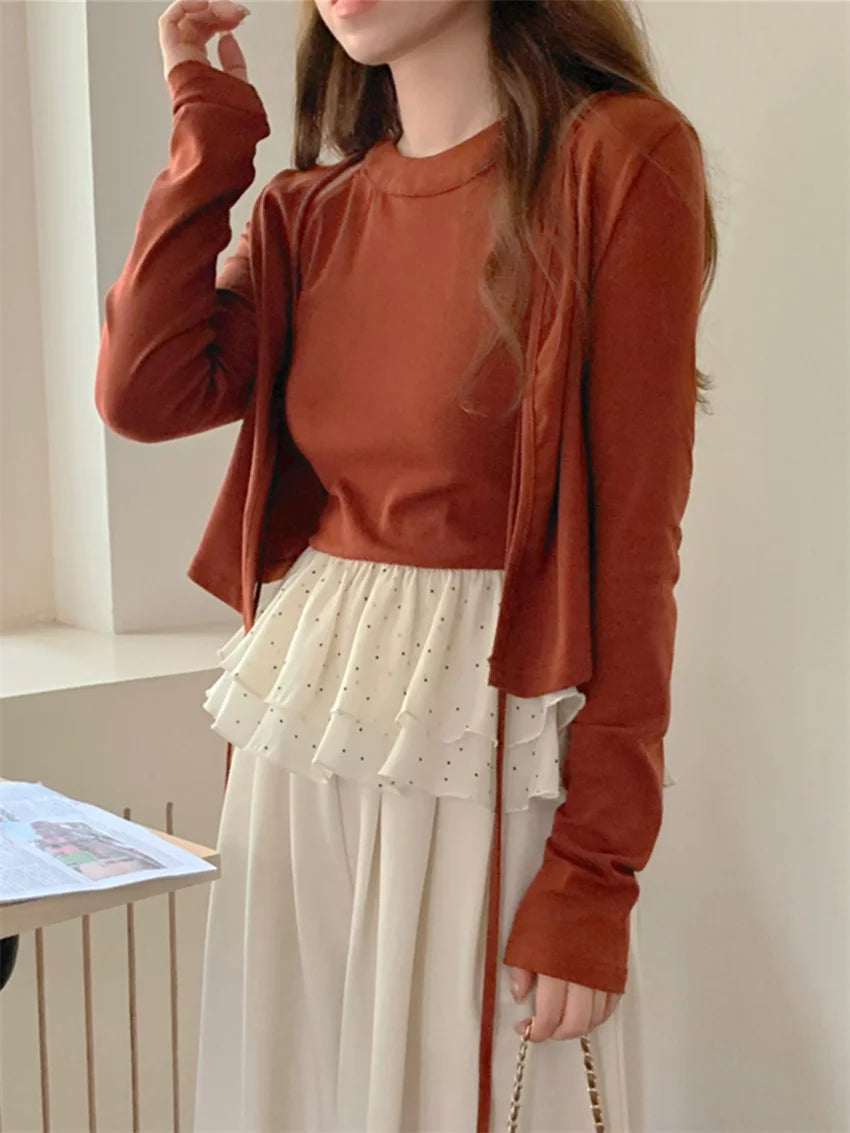 Retro High Street Coats Slimfit New With Halter Tank Tops Autumn Daily Office Lady Gentle