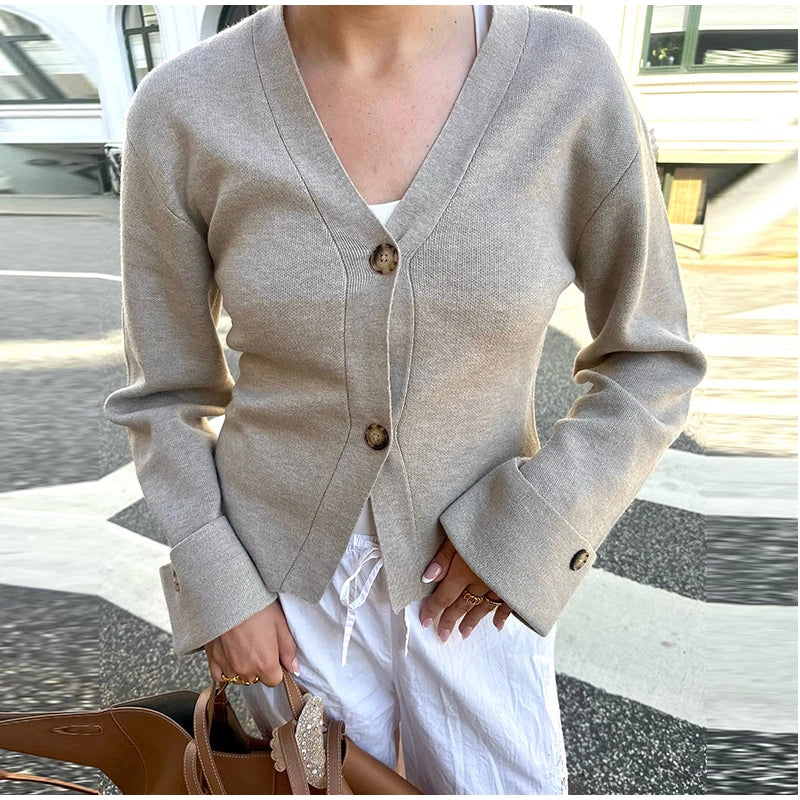 's Cardigan Loose V-neck Knitted Single Breasted Full Sleeve Sweater Female Autumn Winter New Lady Knitwears