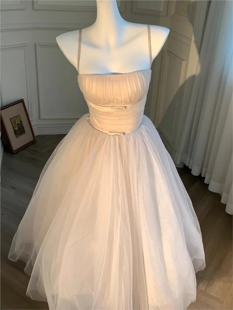 Fairycore White Princess Dress Sweet Ball Gown Birthday Party Vestidos Gauze Bodycone Strapless Camisole Long Dresses