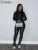 ’s Stretchy Two Piece Set Slim O-neck Long Sleeve Crop Top+ Sporty Pencil Pants Lady Tracksuits