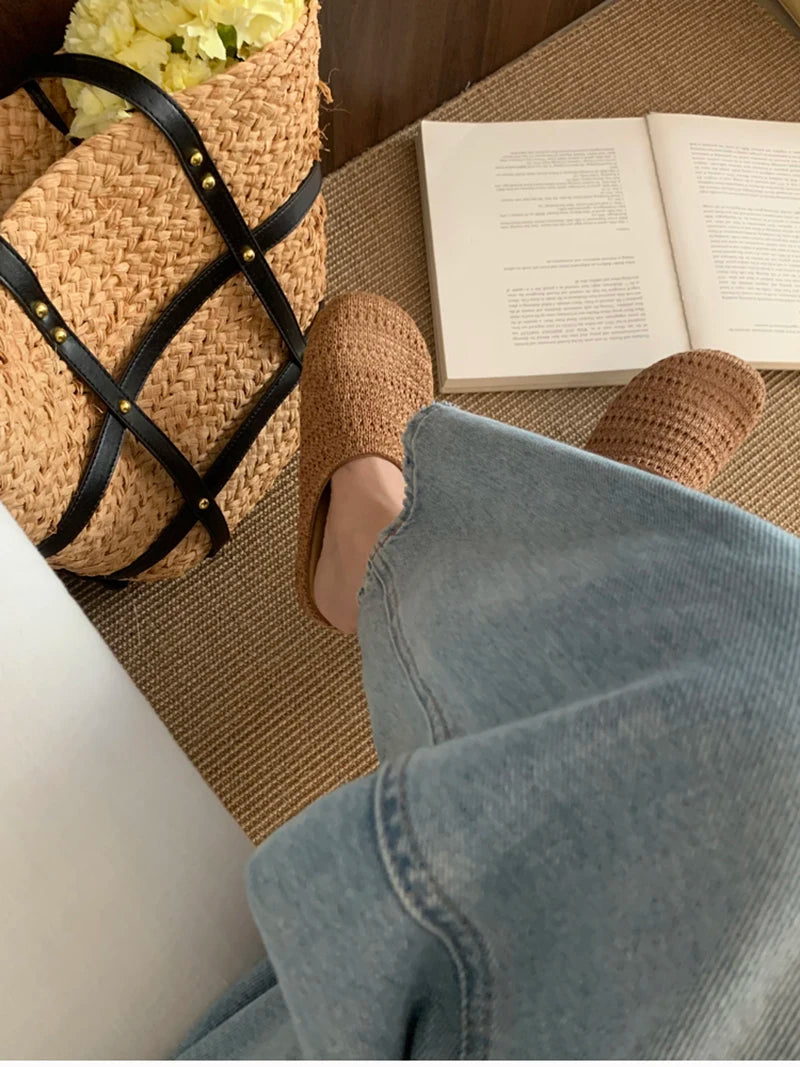 Summer Breathable Hollow Out Mules Slippers Slip on Singbacks Shoes Dress Slides