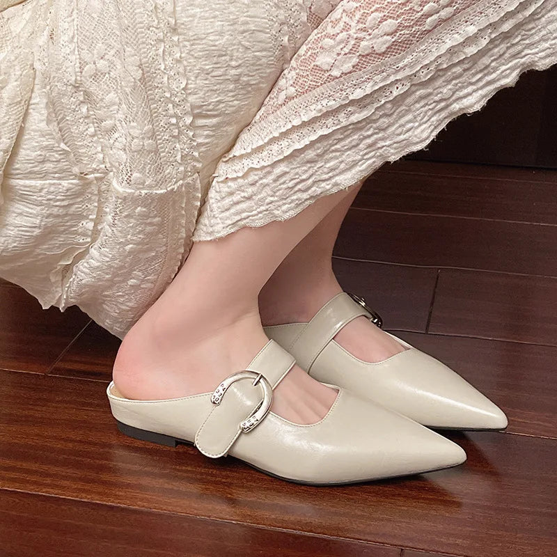 New French Style Low Heel Square Mary Jane Shoes Shoes Slippers Retro Fashionable Small Leather Shoes