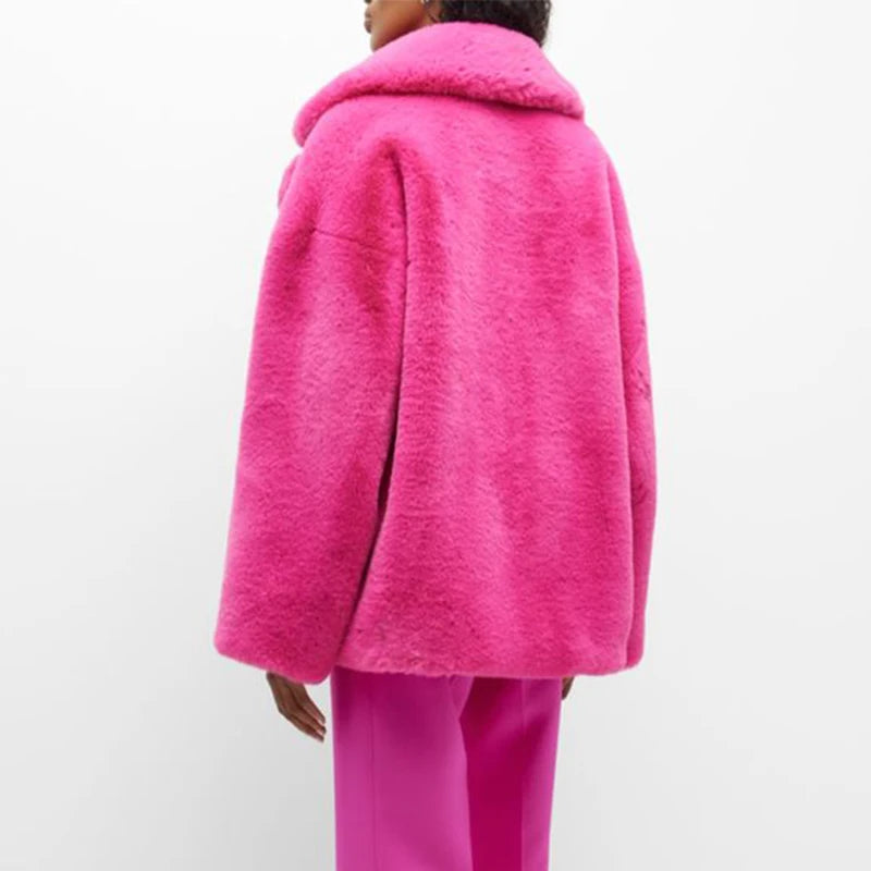 Ins Brand Long Faux Rabbit Fur Coat Jacket Winter Oversized Shaggy Plush Fur Coats Street Overcoat