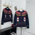 Sweet Hot Girl Retro Knitted Cardigan Winter Snowman Pattern Oneck Loose Sweater Coat Female Clothes