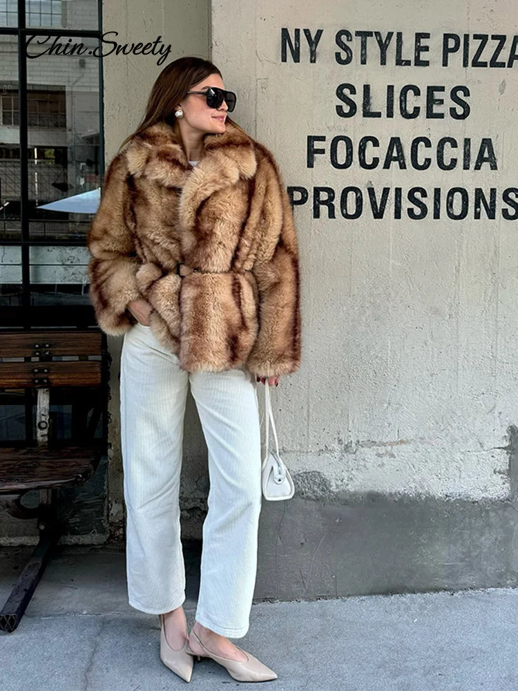 Oversized Fluffy Faux Fur Coats for Winter Autumn Loose Lapel Cardigan Jacket High Street Warm Outwear New