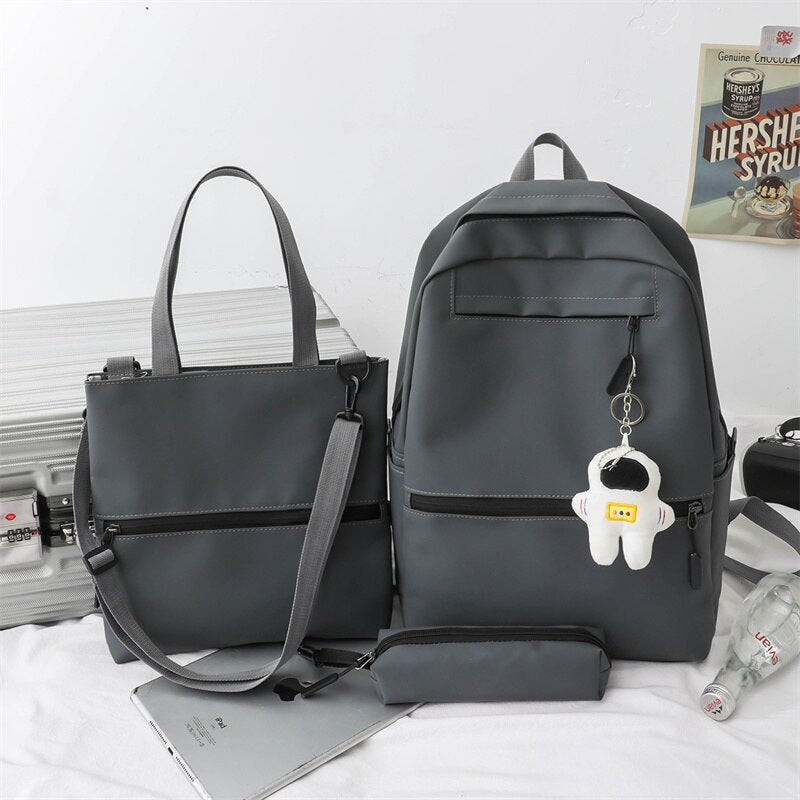 3 Pcs Set Harajuku Laptop Backpack Coating School Bags for Teenage Girl Kawaii College Student Kids Book Bag Rucksack