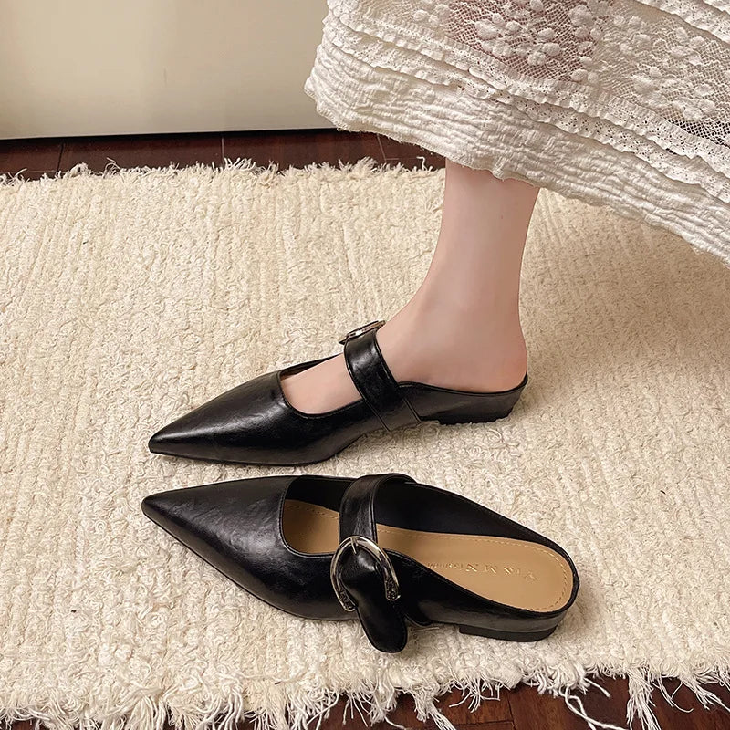 New French Style Low Heel Square Mary Jane Shoes Shoes Slippers Retro Fashionable Small Leather Shoes